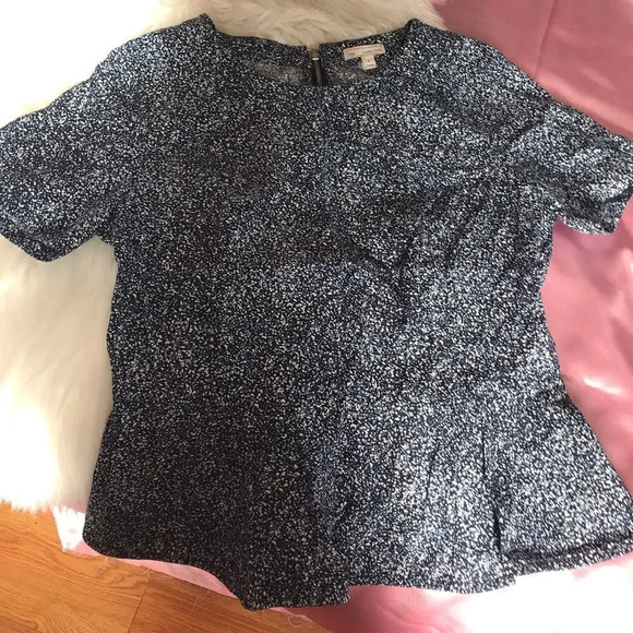 gap blue splatter peplum top - Picture 1 of 8